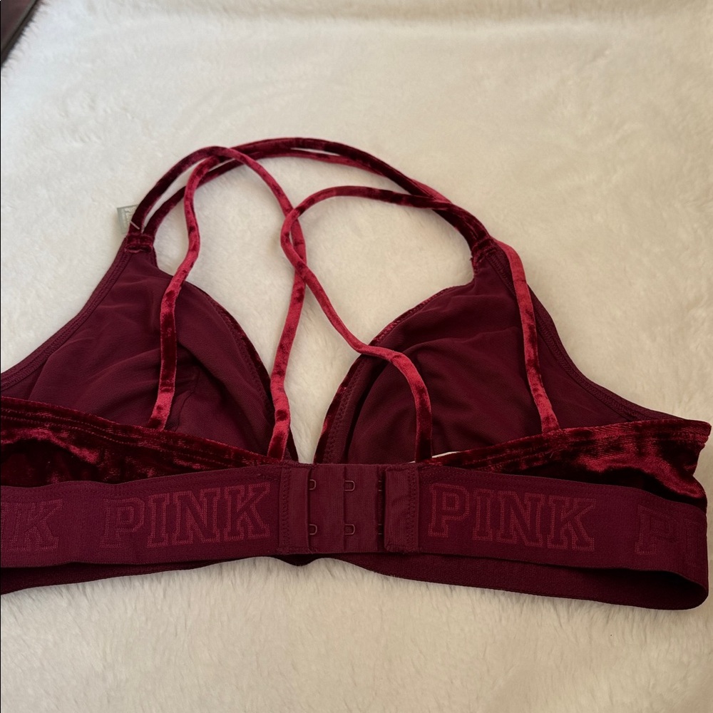 NWT PINK Victoria's Secret Burgundy Velvet Bralette Size M - Picture 5 of 9